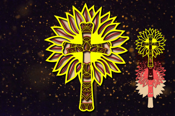 3D Sunflower Jesus Multilayer Cross 3D SVG Review