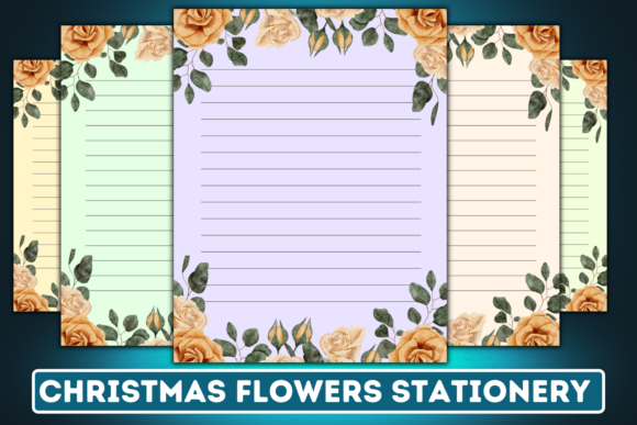Christmas Watercolor Flowers Stationery Graphics & Templates