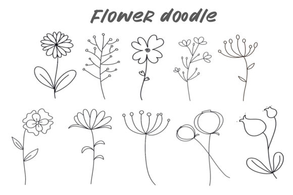 Flower Doodle Hand Draw Clipart for Graphics and Illustrations