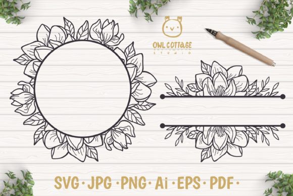 Magnolia Monograms SVG for Crafts and Graphics