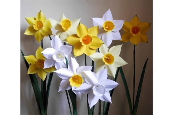 Narcissus Fortune Paper Flower Templates for 3D SVG & Paper Flowers