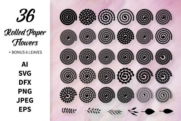 Rolled Paper 3D Flowers Set for Graphics & Crafts