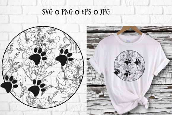 Silhouette of Dog Paw in Circle: Graphics & Illustrations