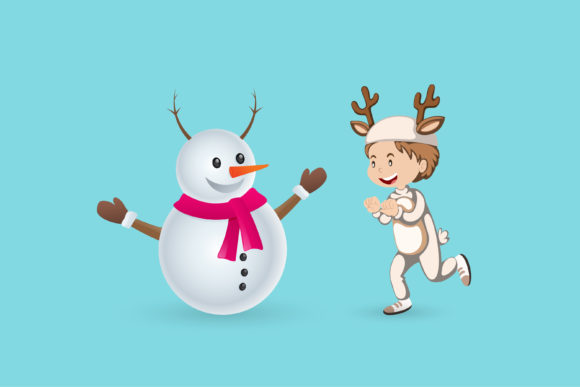 Snow Man and Crazy Boy Graphics & Illustrations