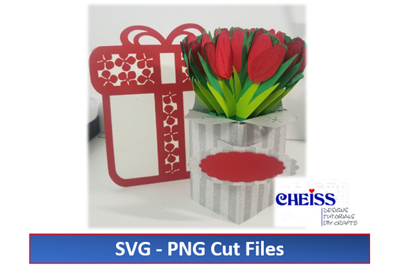 Tulips Pop-Up Card with Envelope 3D SVG Paper Flowers