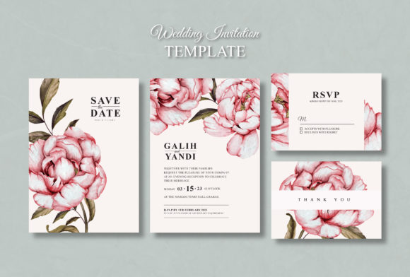 Vintage Peony Wedding Graphics & Illustrations