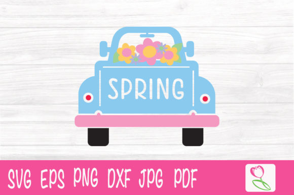Vintage Spring Truck: Graphics & Illustrations