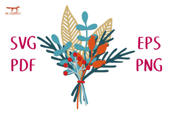Winter Leaves and Berries 3D SVG for Paper Flowers